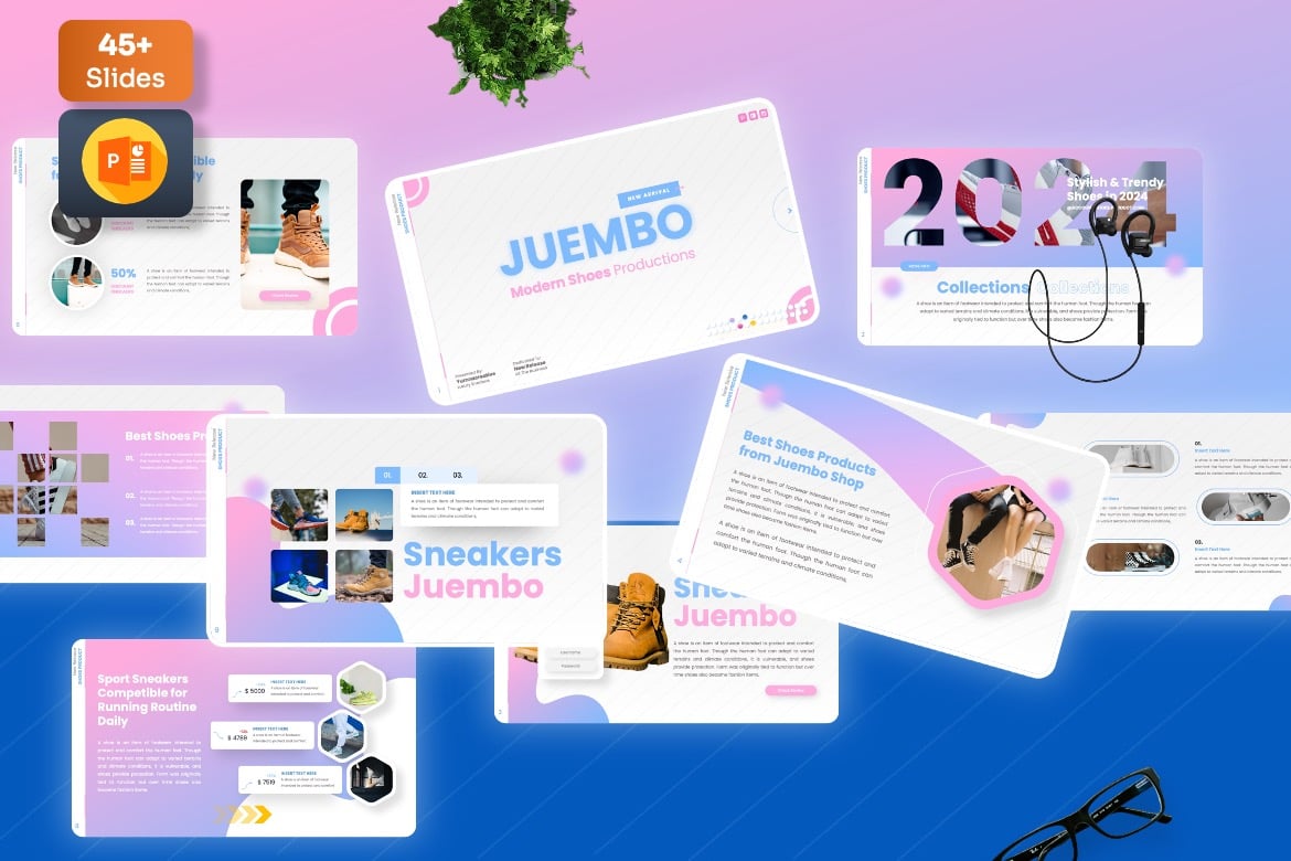 Template Presentasi Powerpoint Juembo - Desain Sepatu yang Menarik