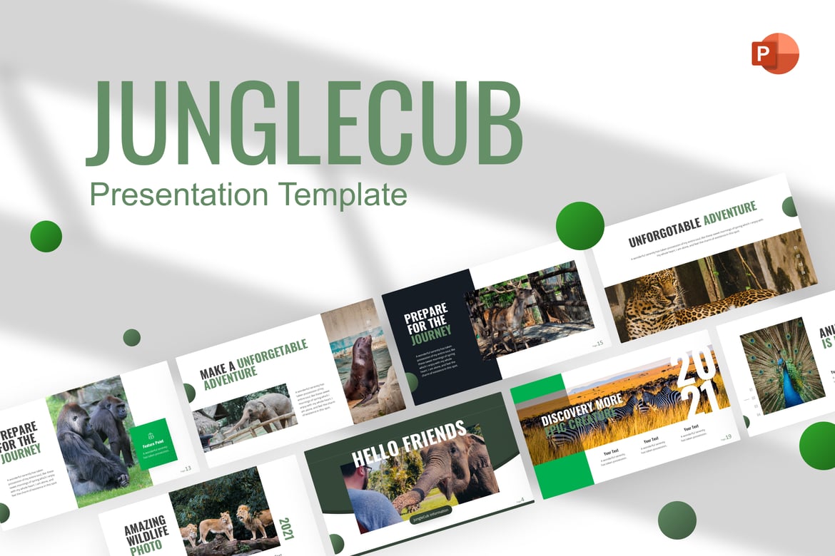 Template PowerPoint Hewan JungleCub yang Menarik