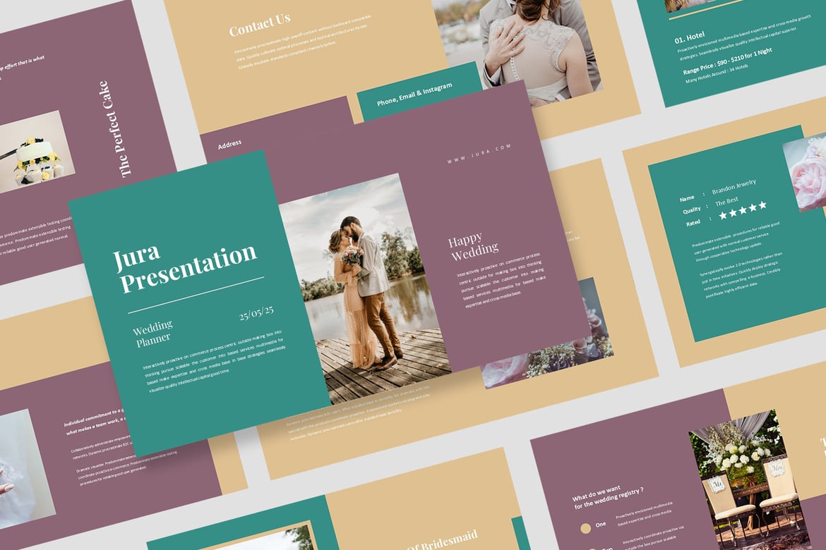 Template Presentasi PowerPoint Perencana Pernikahan yang Elegan