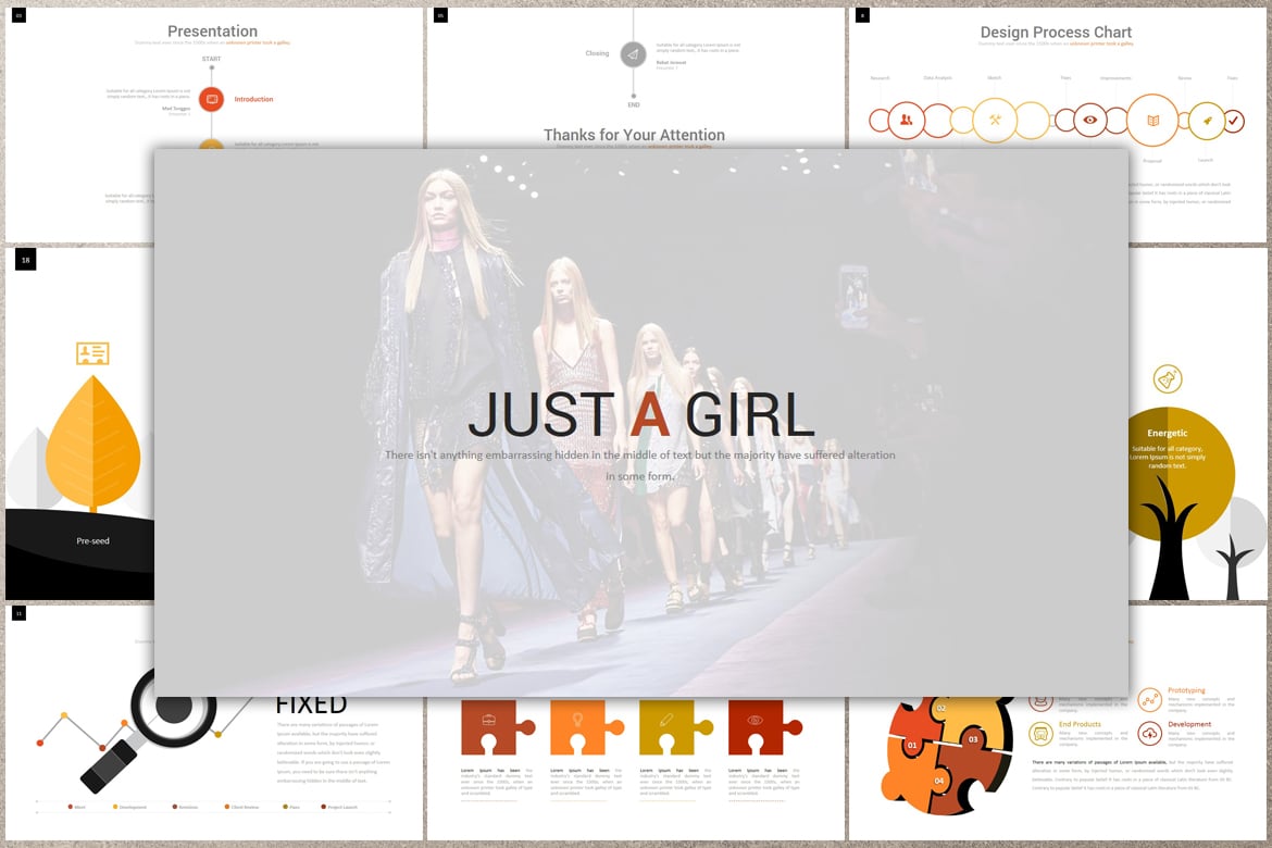 Template Powerpoint JUST A GIRL yang Menarik dan Kreatif