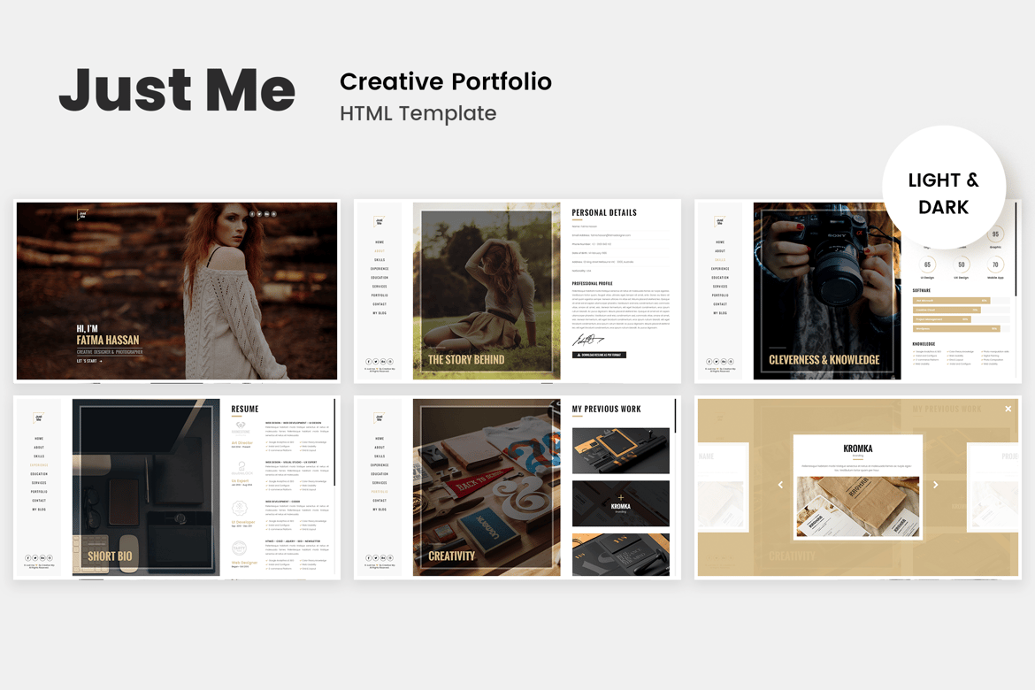 Just Me - Template Website Portofolio Kreatif yang Menarik