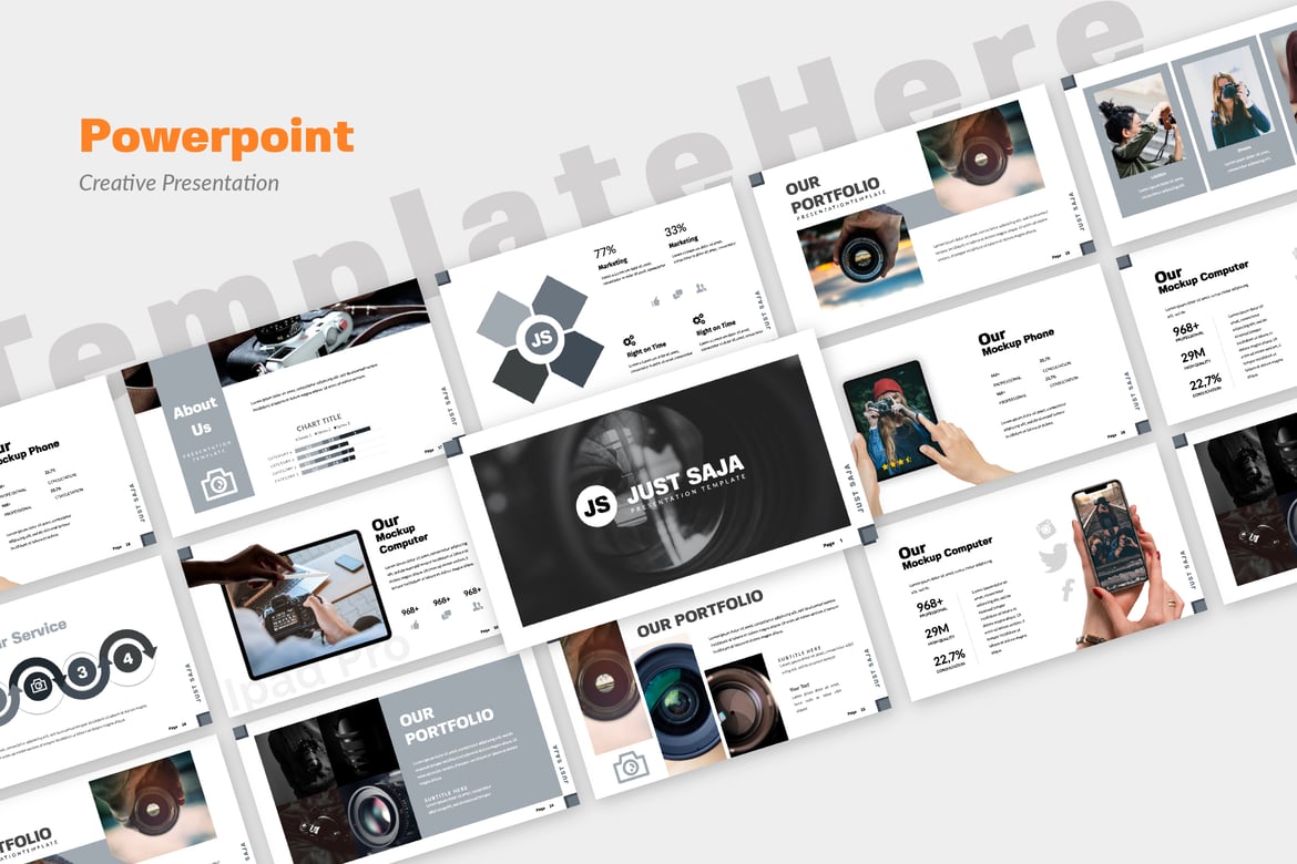 Template PowerPoint Kreatif Just Saja yang Modern dan Profesional