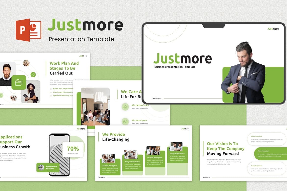 Justmore - Template Presentasi PowerPoint Kreatif untuk Bisnis