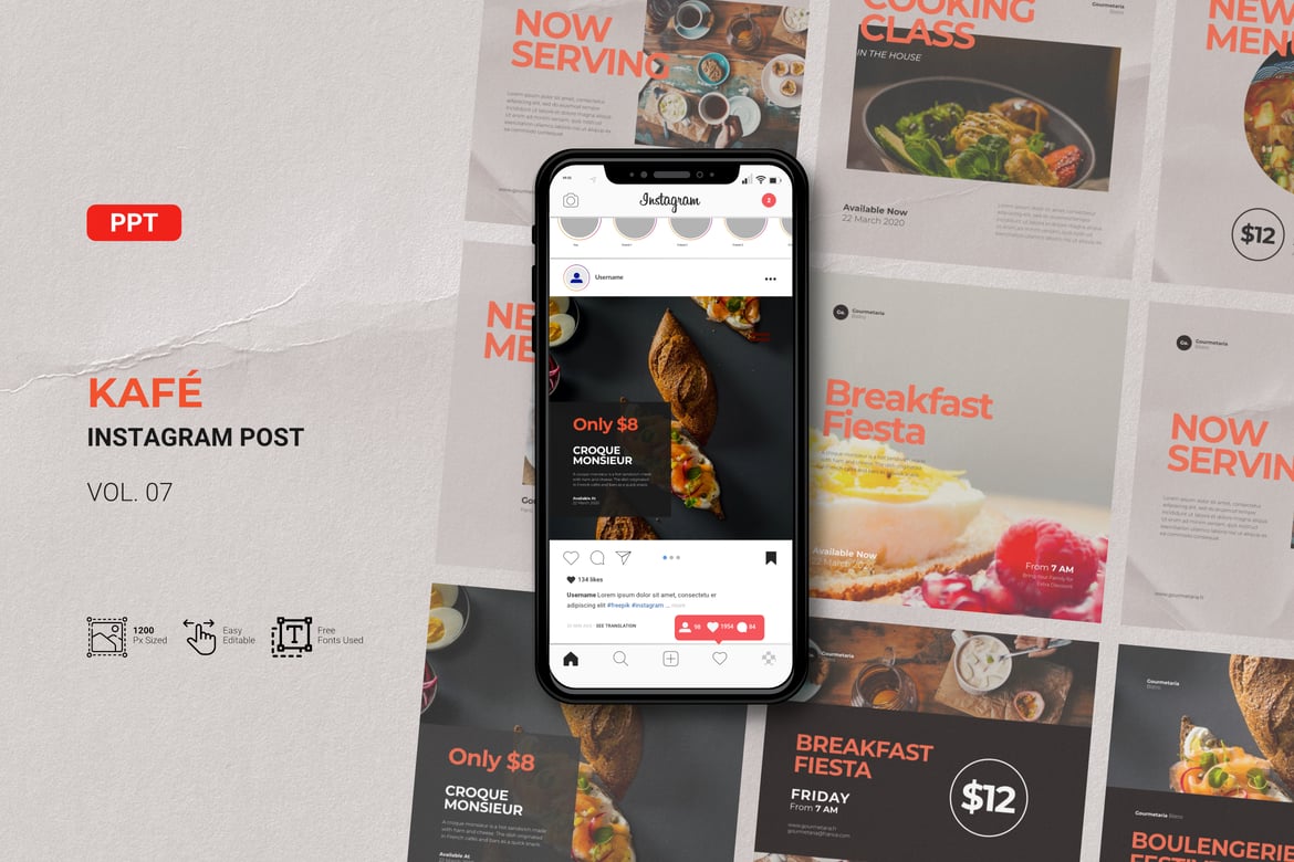 Template PowerPoint Kafé untuk Post Instagram yang Menarik