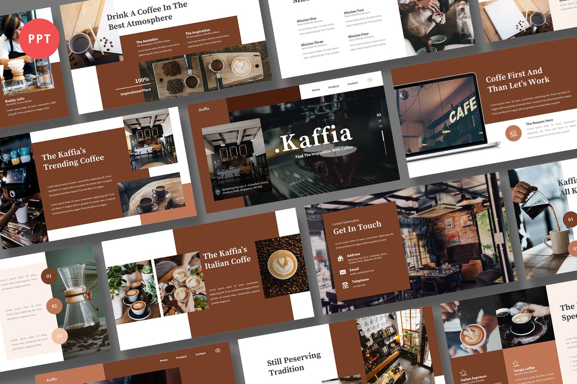 Template Presentasi Kaffia - Powerpoint Kreatif untuk Semua Kebutuhan