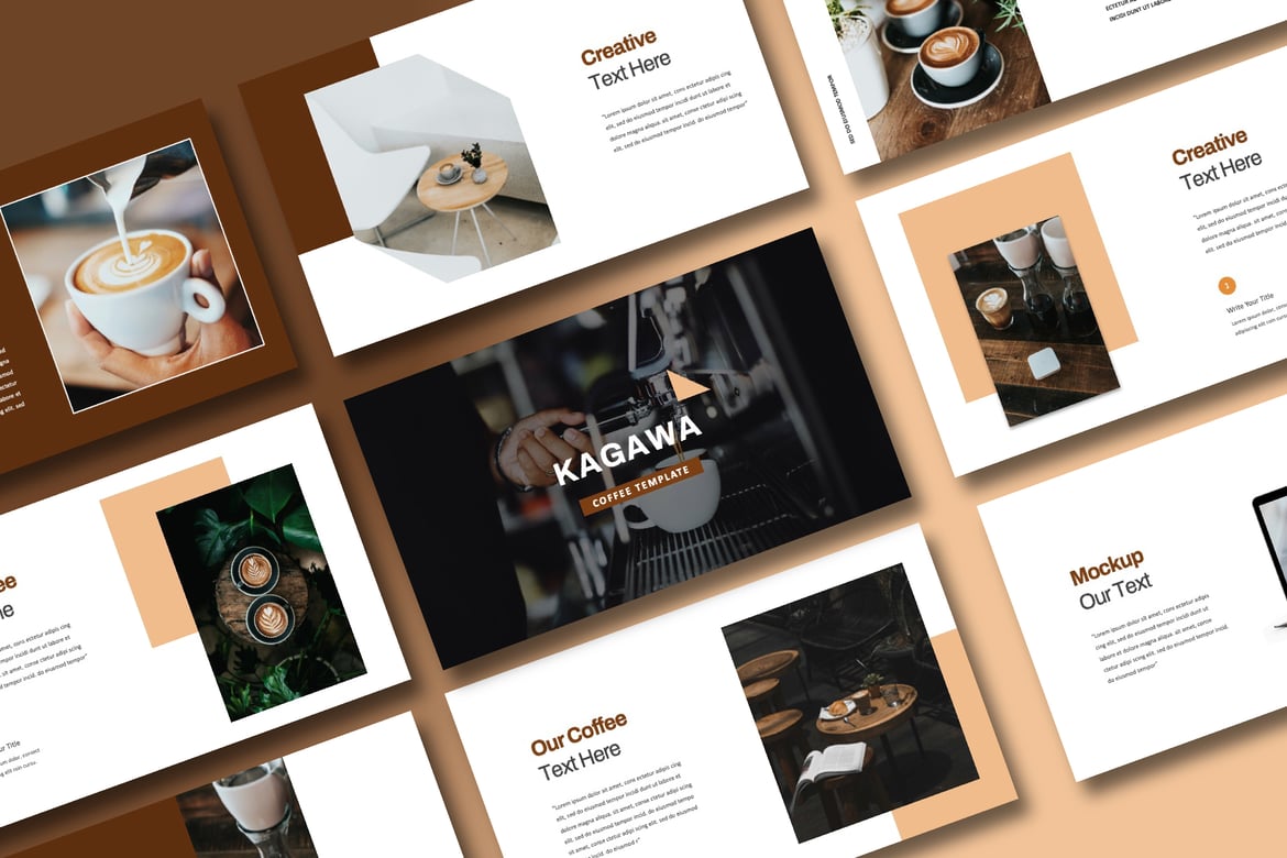 Template Presentasi PowerPoint Kagawa Coffee Shop yang Minimalis dan Fleksibel