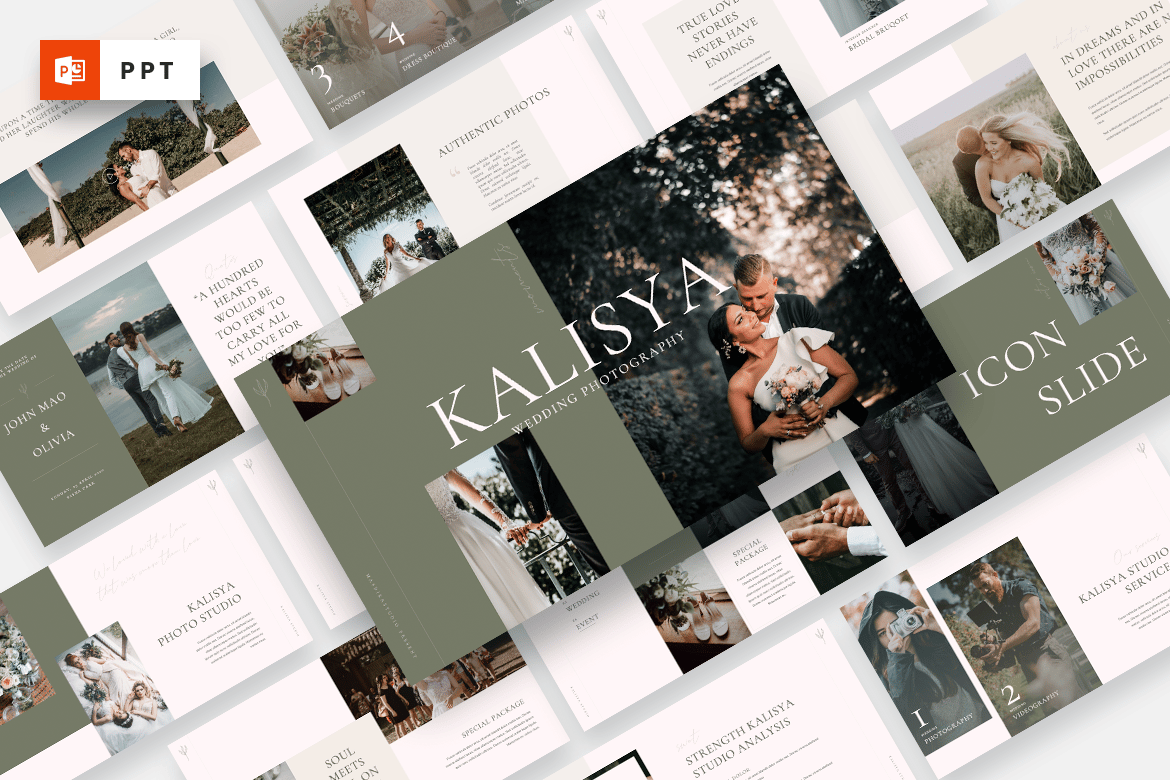 Kalisya - Template PowerPoint Fotografi Pernikahan yang Menawan