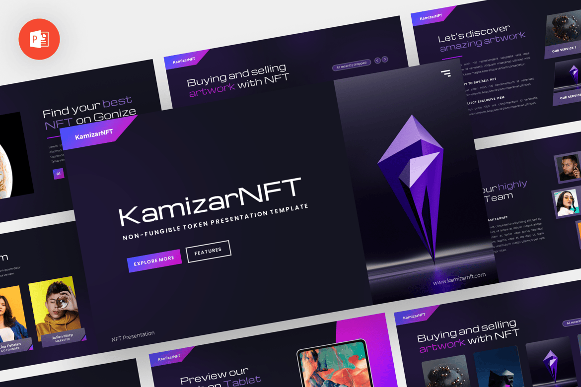 Template Presentasi KamizarNFT - PowerPoint Kreatif untuk NFT