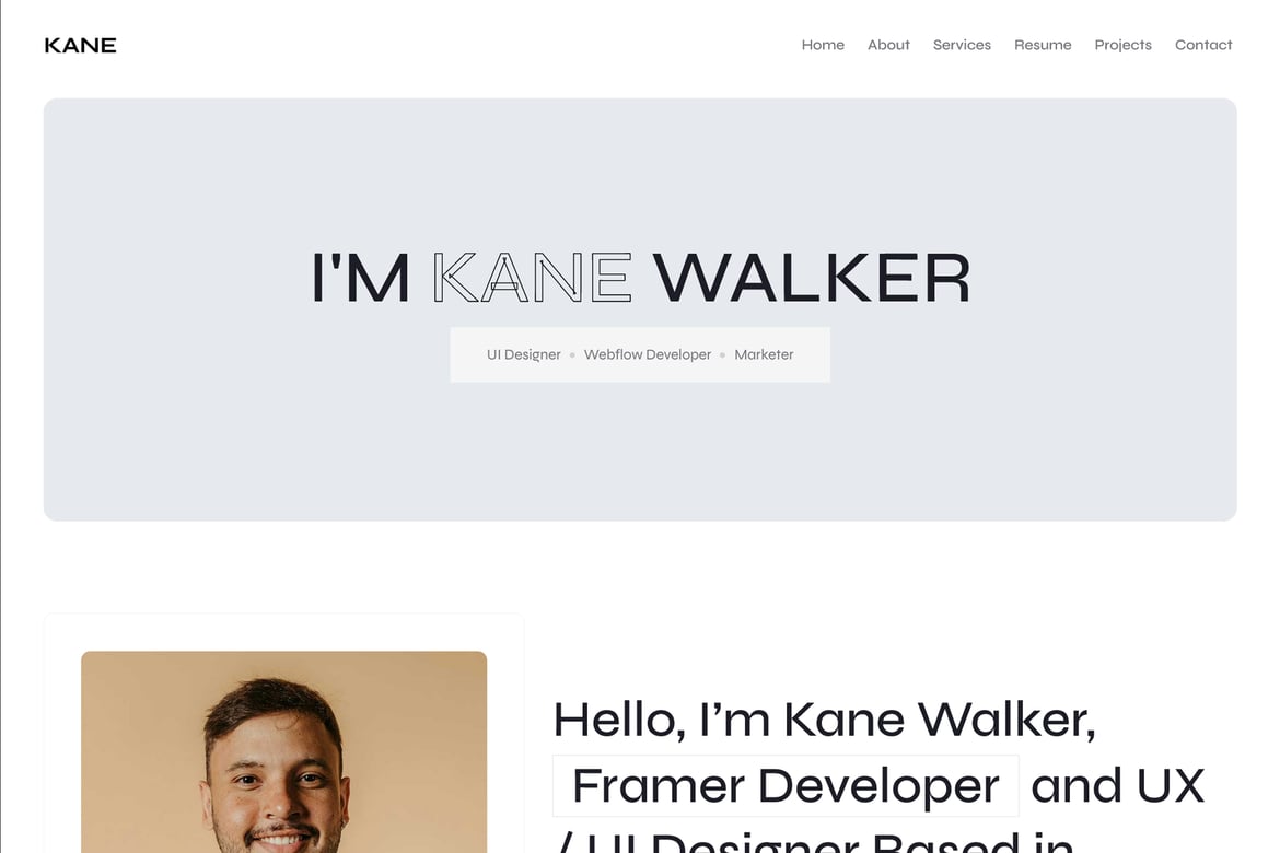Kane - Template Website Portofolio Pribadi yang Menarik