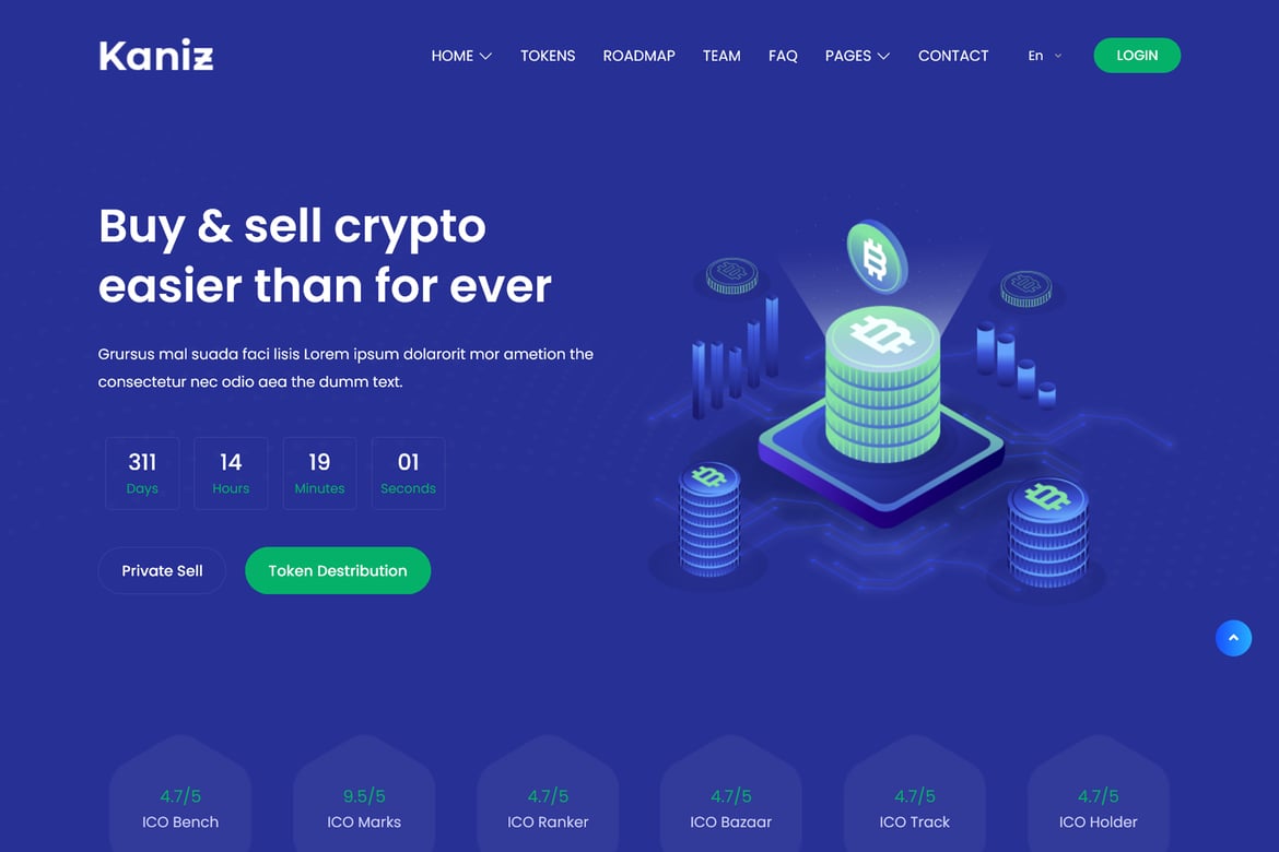 Kaniz - Template Website untuk Bitcoin & Cryptocurrency yang Modern
