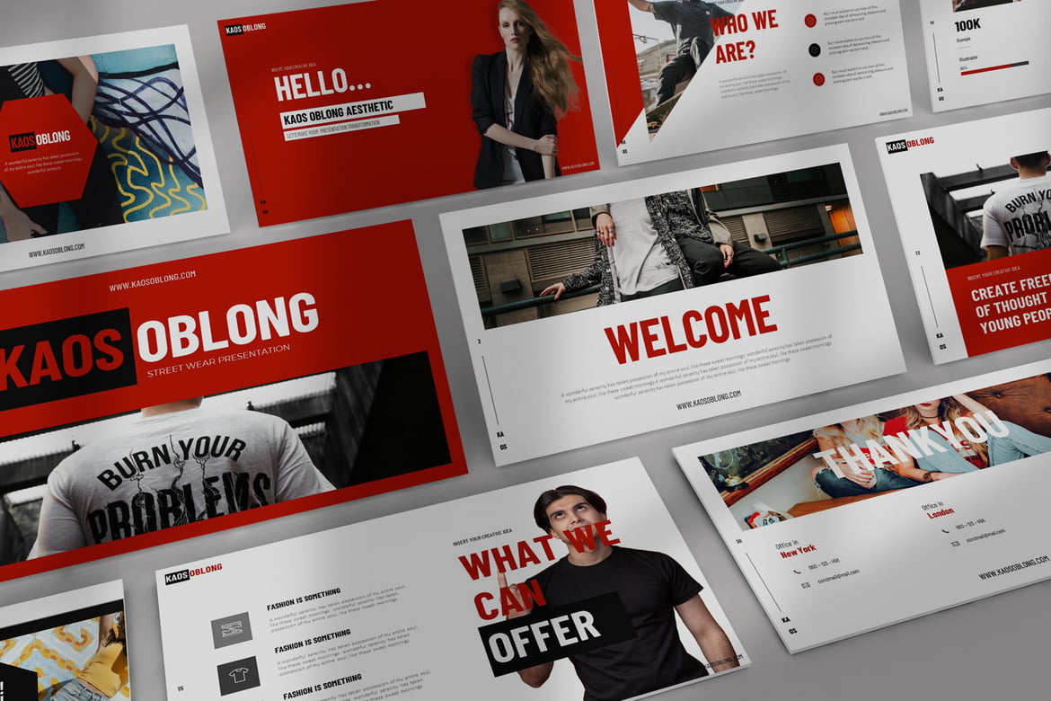 Template PowerPoint Kaos Oblong yang Menarik dan Fleksibel