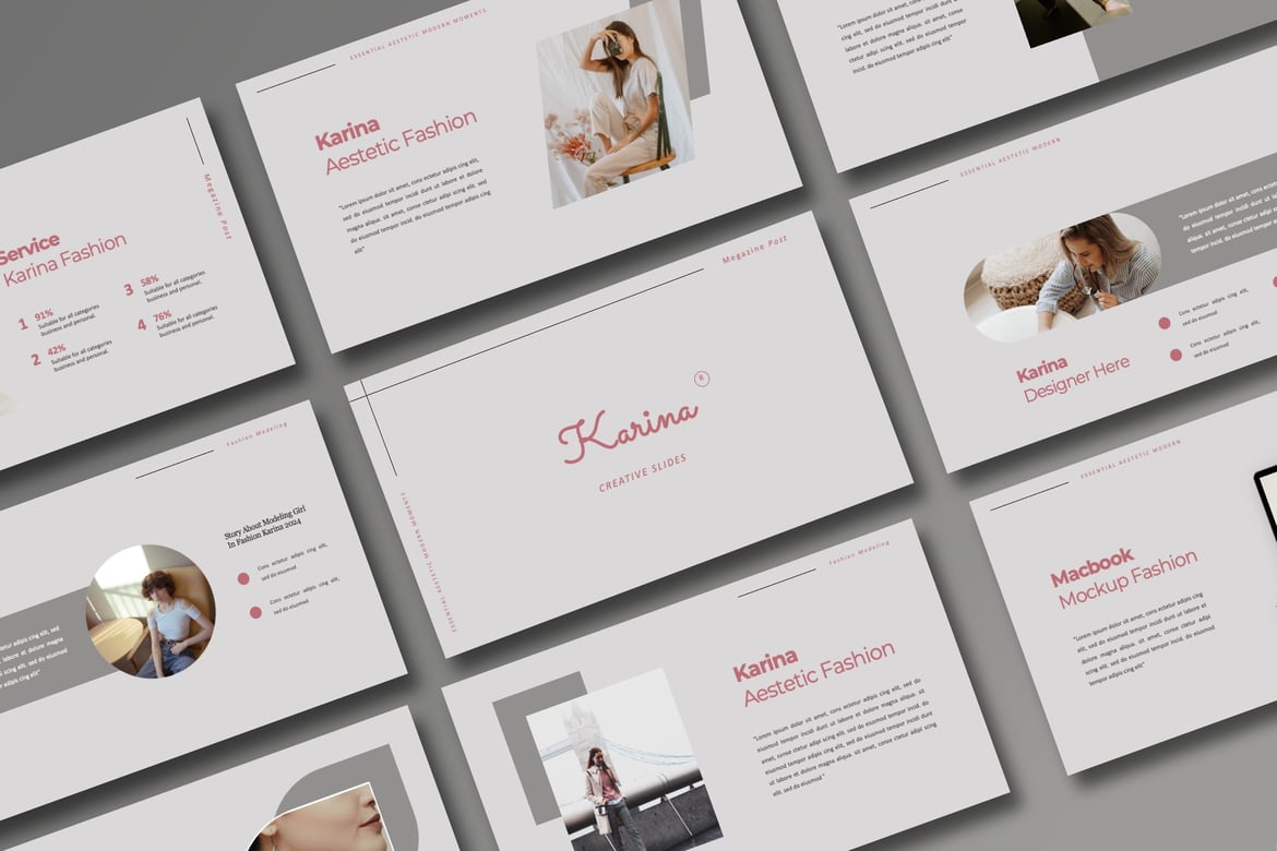 Template Presentasi PowerPoint Karina yang Kreatif dan Modern