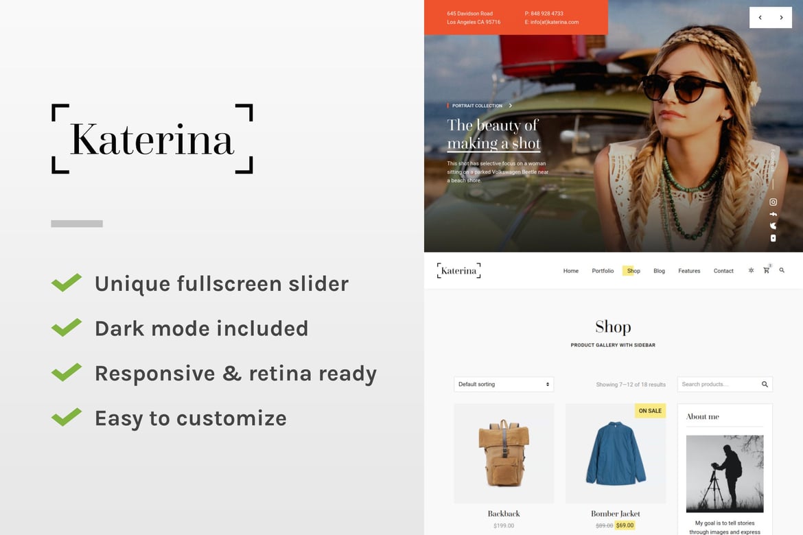 Katerina - Template Website Portofolio Fotografi Premium