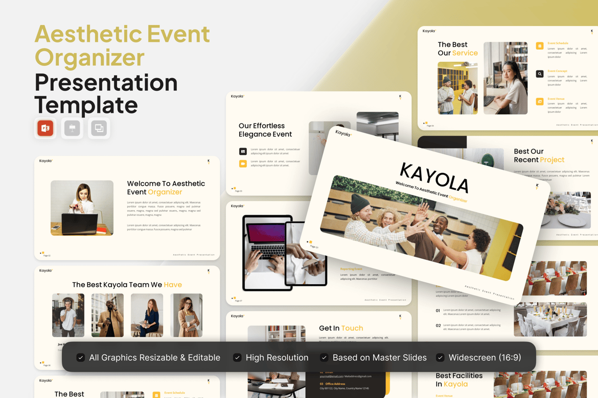 Kayola - Template Presentasi PowerPoint Estetis untuk Event Organizer