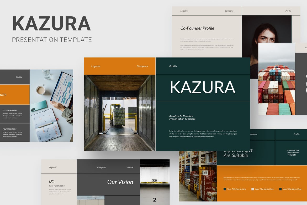 Template Presentasi PowerPoint Kazura - Profil Perusahaan Logistik