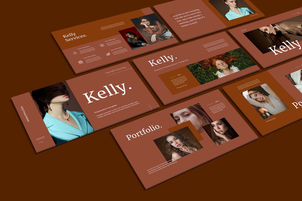 Template Presentasi Fashion Kelly - PowerPoint yang Elegan dan Modern