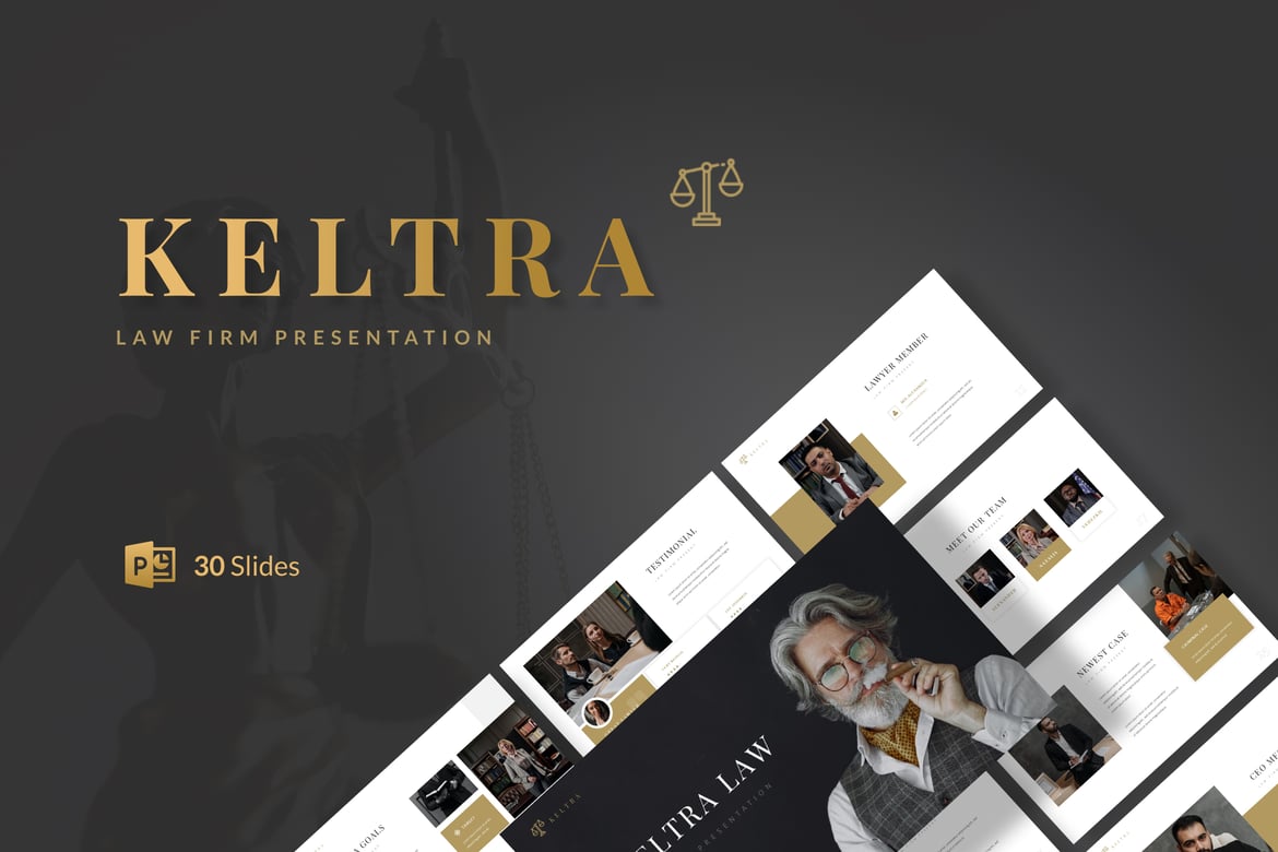 Template Presentasi PowerPoint Keltra untuk Firma Hukum yang Profesional