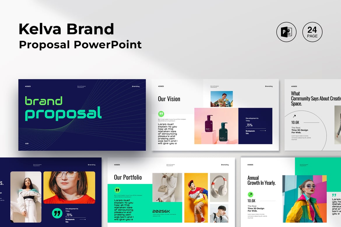 Template PowerPoint Proposal Merek Kelva yang Profesional dan Menarik