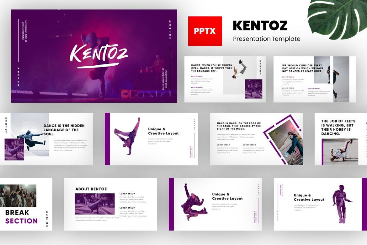 Kentoz - Template Powerpoint Studio Tari yang Kreatif dan Modern