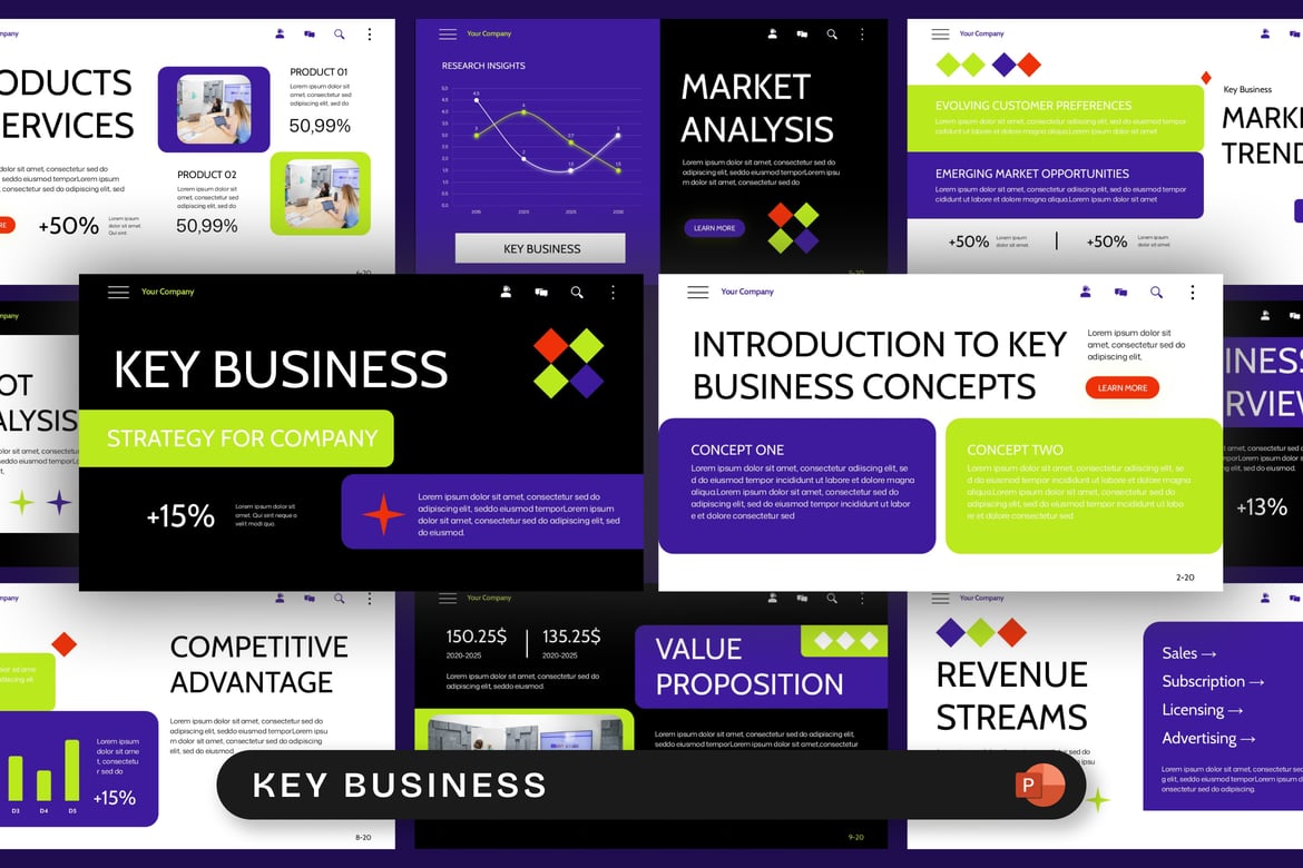 Template Presentasi PowerPoint Bisnis Utama yang Menarik