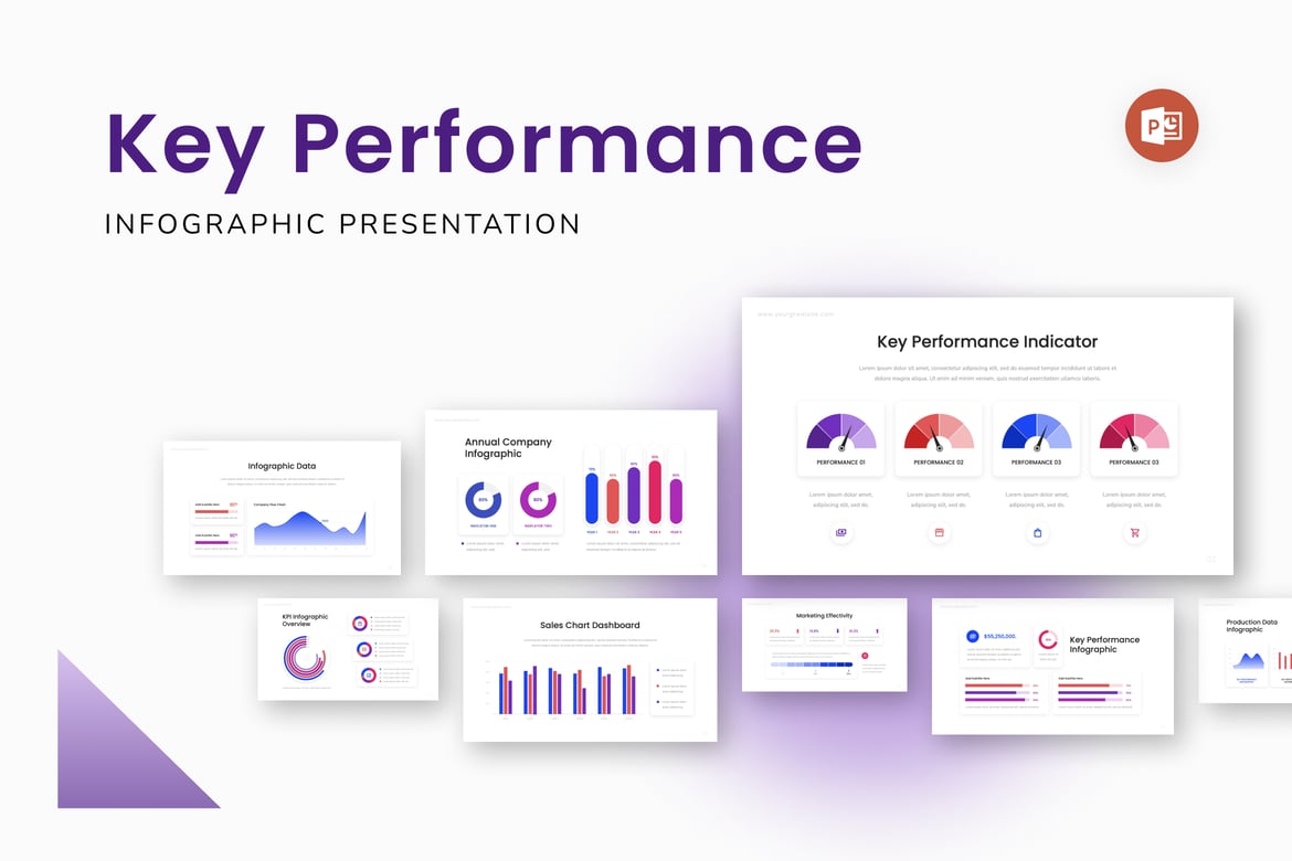 Template Presentasi Infografis Indikator Kinerja Utama yang Menarik