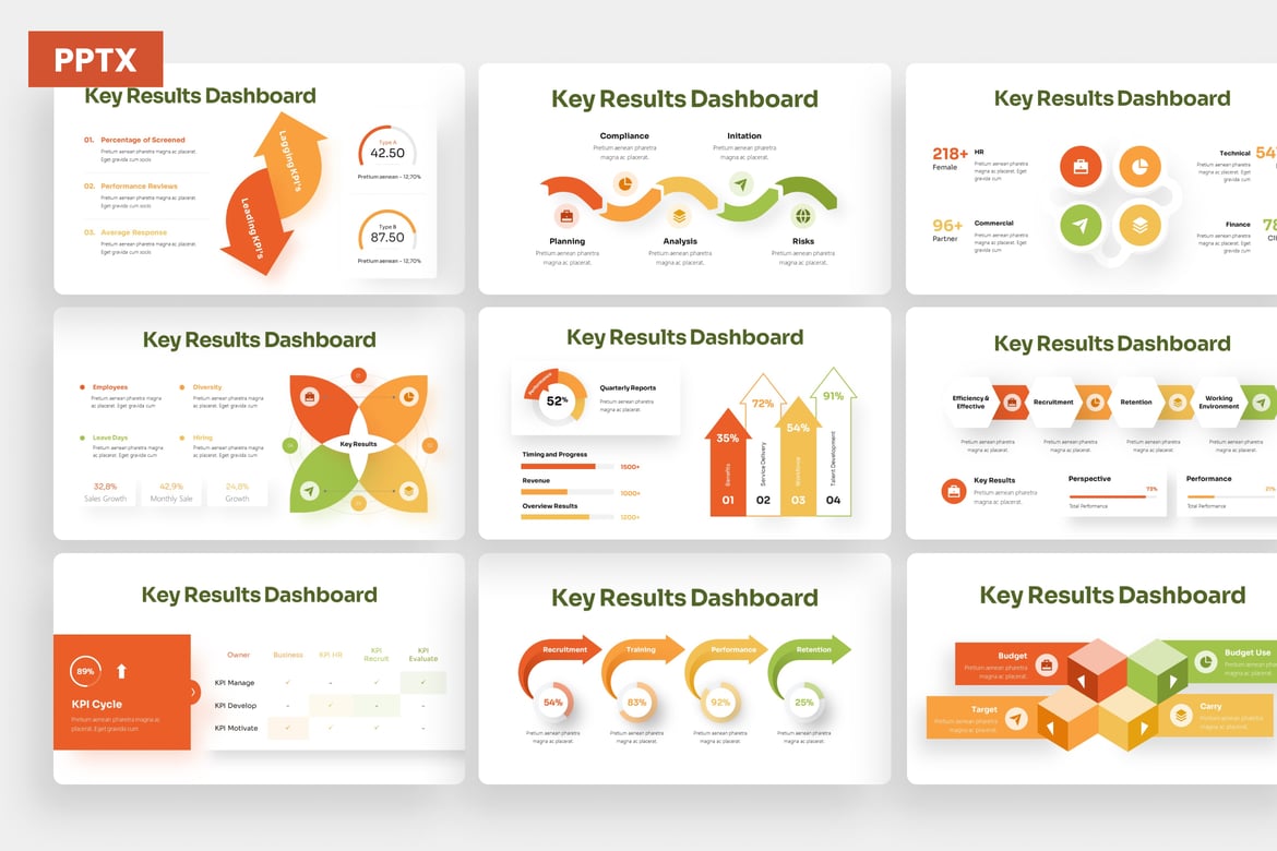 Template PowerPoint Dashboard Hasil Utama yang Menarik