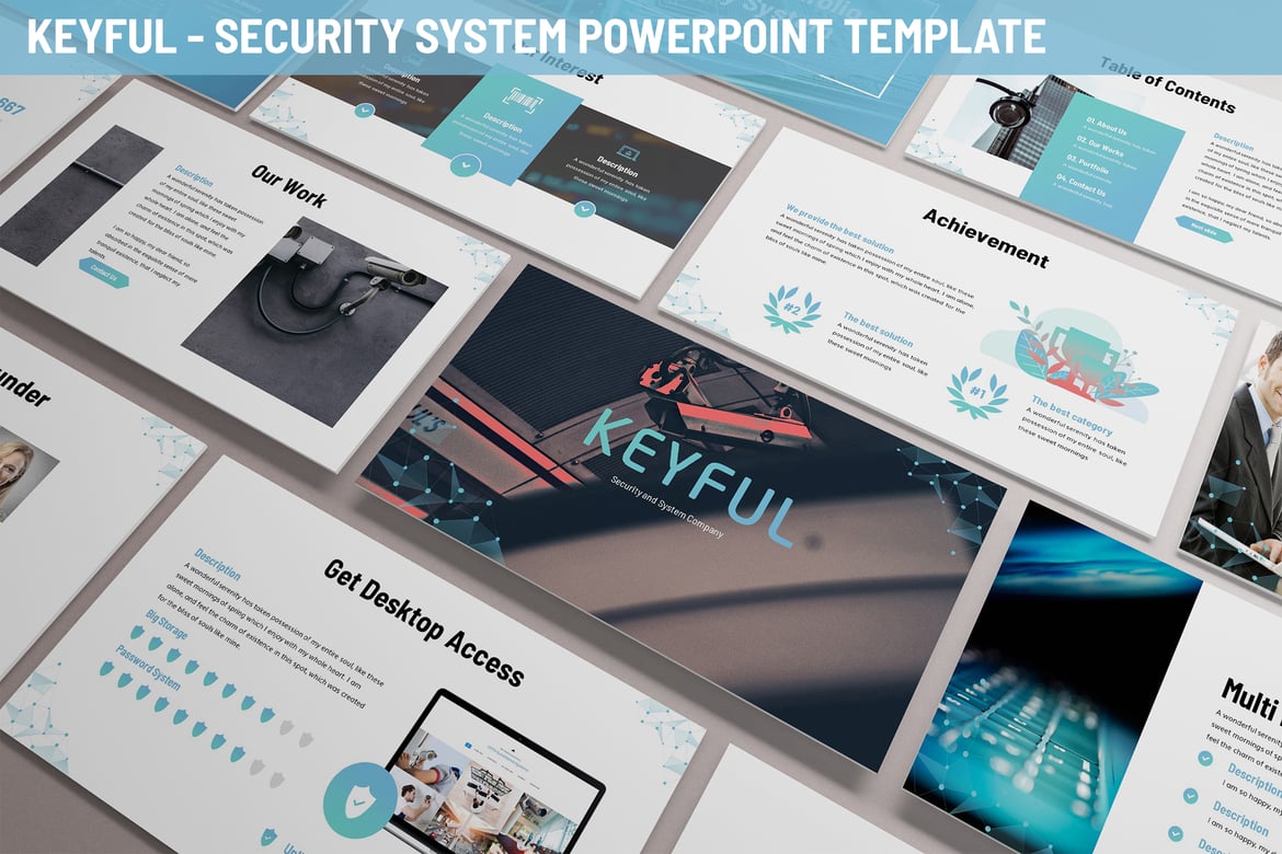 Template Powerpoint Sistem Keamanan Keyful yang Modern dan Menarik