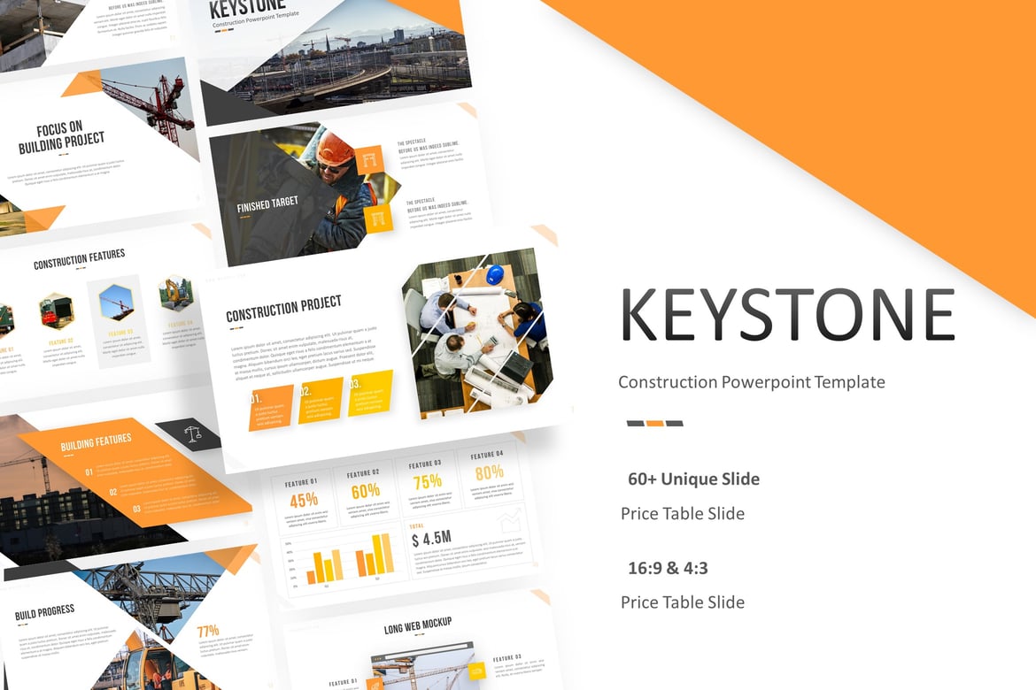Keystone - Template Presentasi PowerPoint untuk Konstruksi yang Elegan