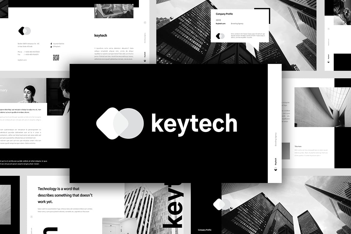 Template PowerPoint Keytech: Solusi Presentasi Minimalis dan Modern
