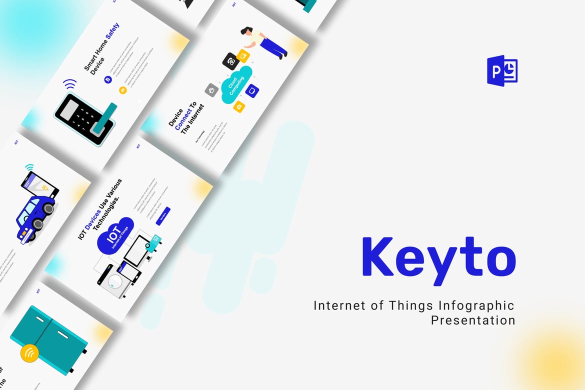 Template PowerPoint Infografis Internet of Things yang Menawan
