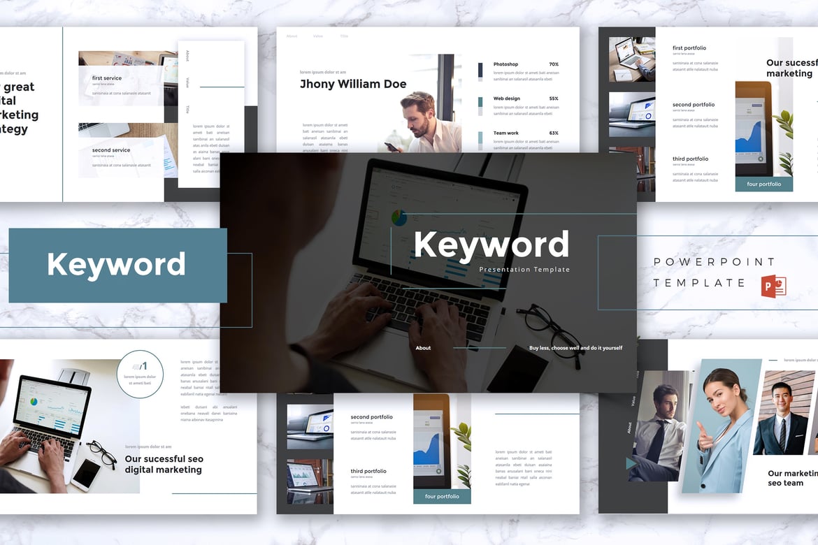 Template Presentasi Digital Marketing SEO yang Menarik untuk PowerPoint