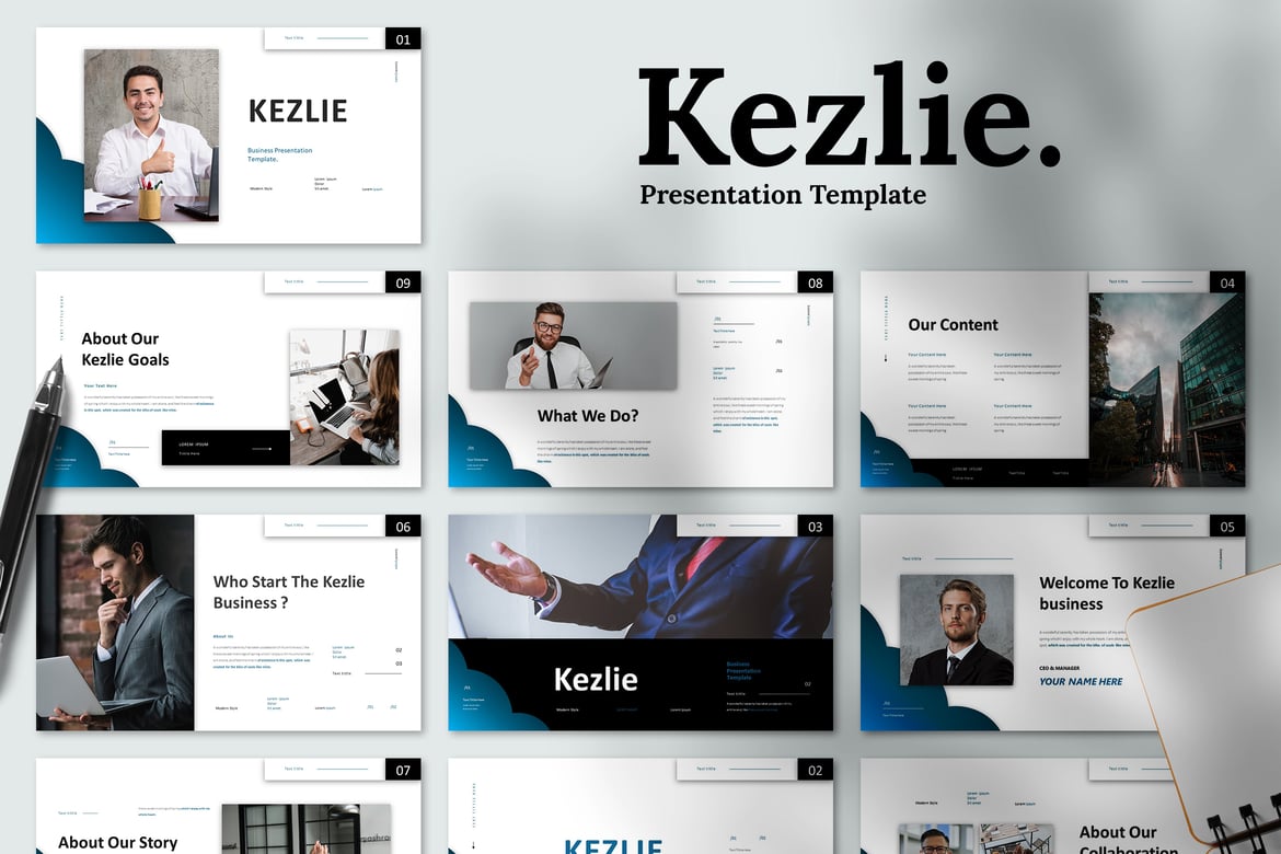 Kezlie - Template PowerPoint Presentasi Bisnis yang Menarik