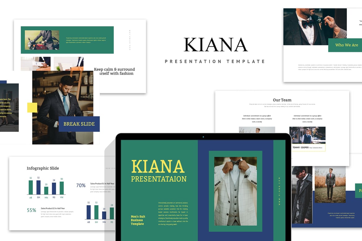 Kiana: Template Powerpoint untuk Presentasi Pria yang Elegan