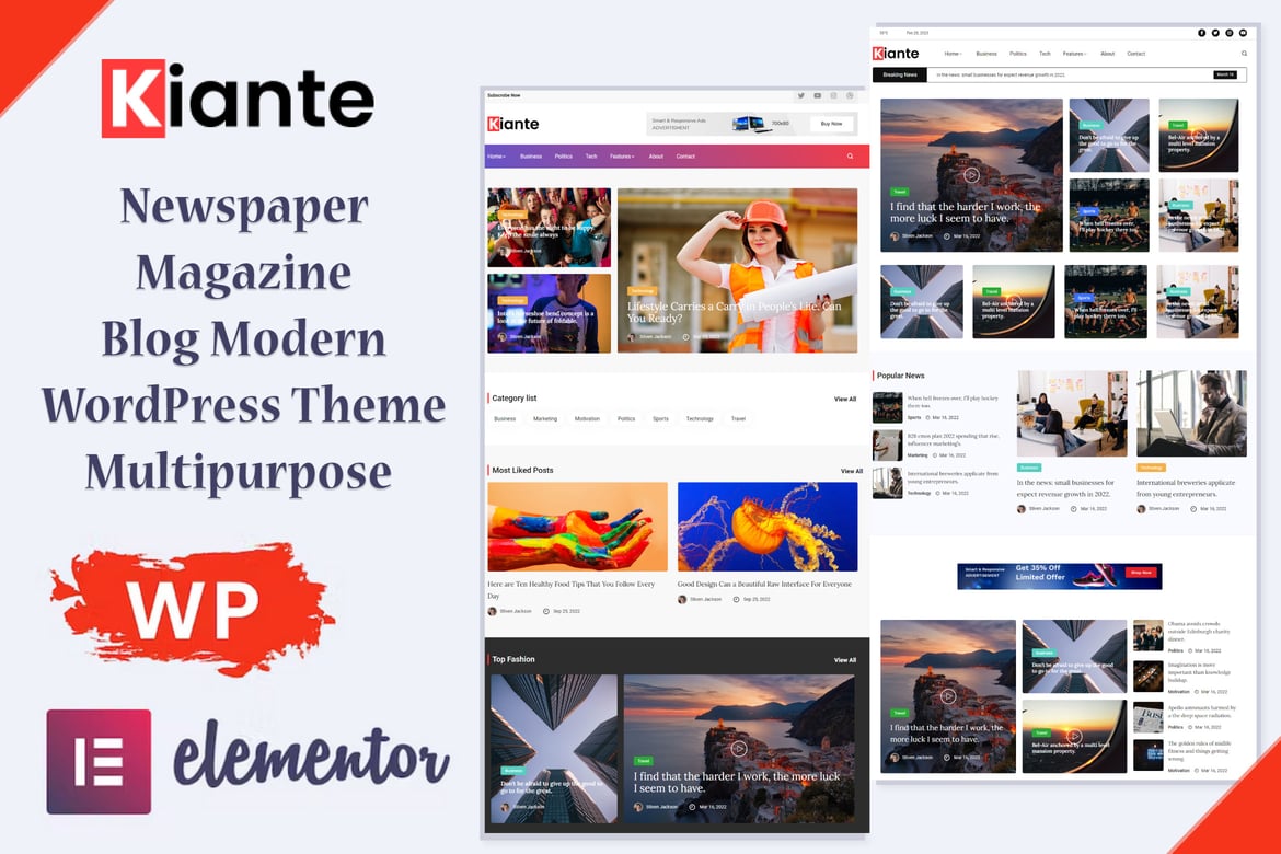 Kiante - Tema WordPress Modern untuk Majalah dan Blog