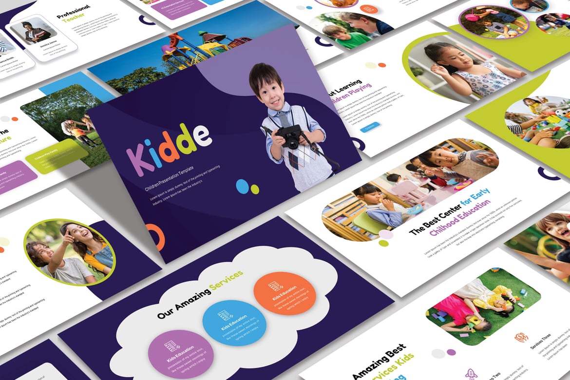 Template PowerPoint Kidde yang Modern dan Kreatif