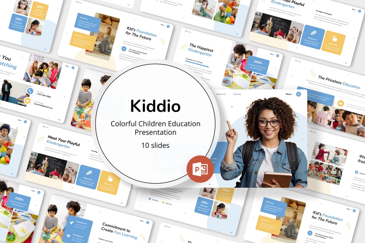 Kiddio - Template PowerPoint Edukasi Anak yang Berwarna-warni
