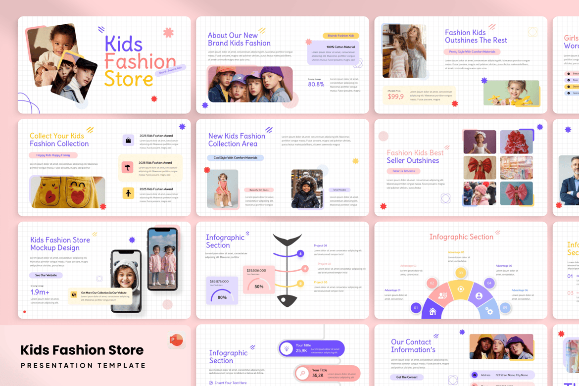 Template PowerPoint Fashion Anak yang Menarik