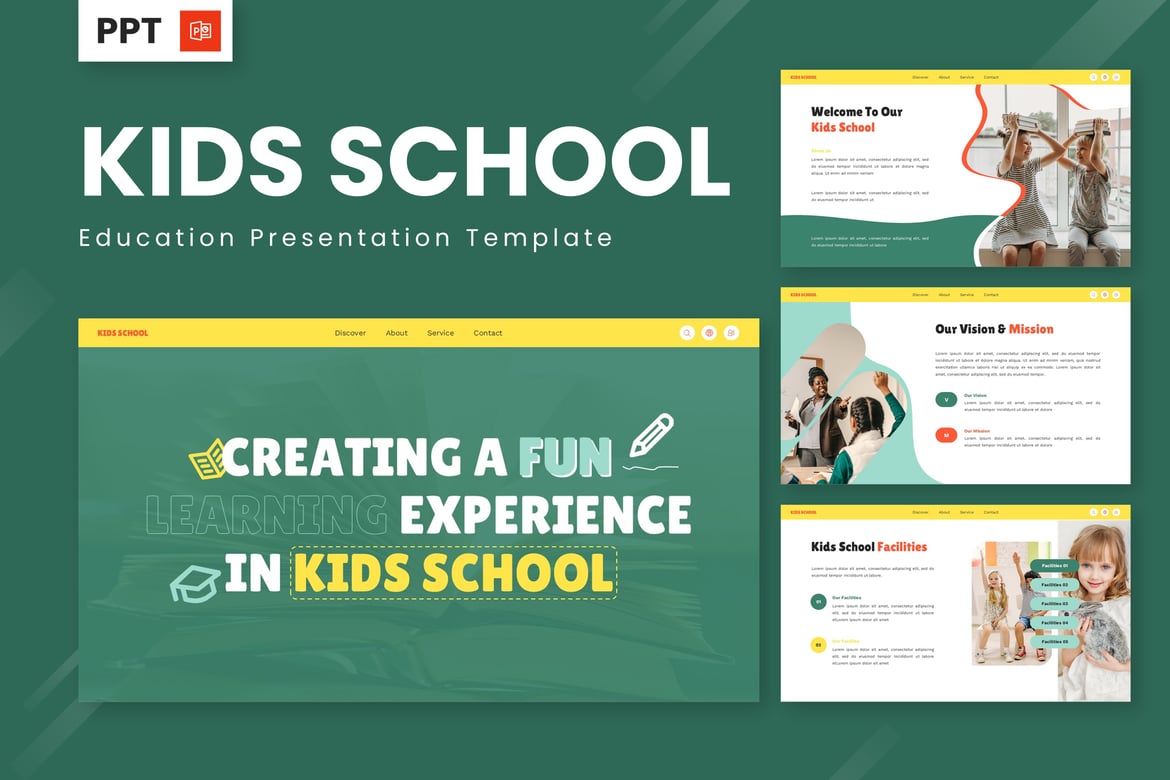 Template PowerPoint Pendidikan Anak Sekolah yang Menarik