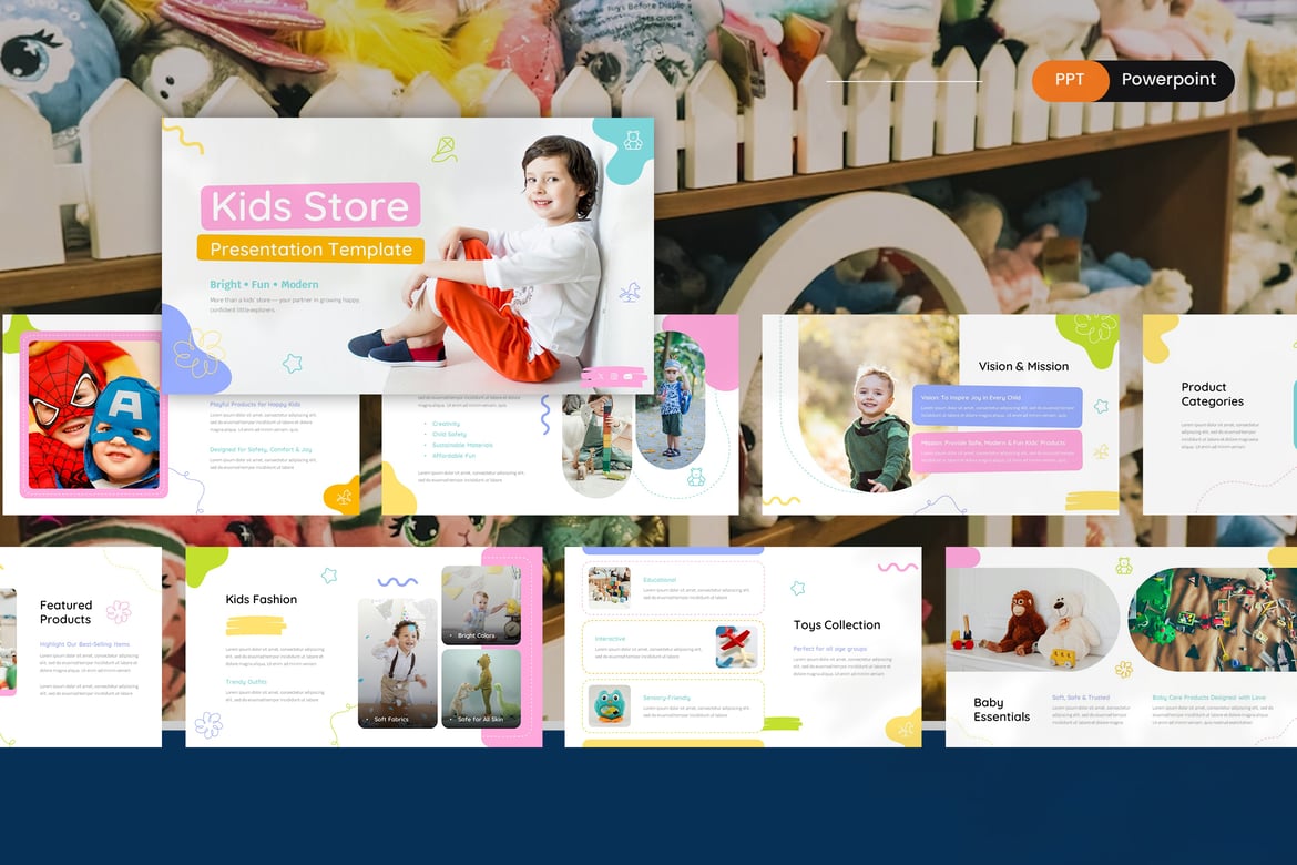 Template Presentasi PowerPoint Toko Anak yang Menarik