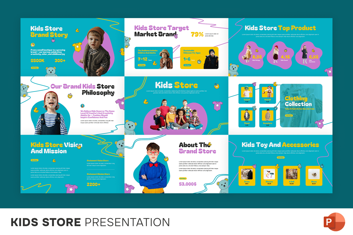 Template Presentasi PowerPoint Toko Anak yang Menarik