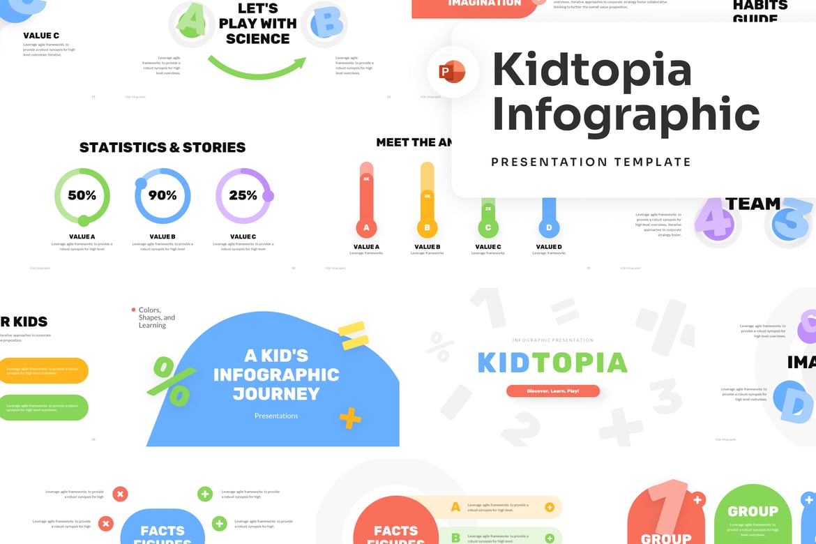 Template PowerPoint Infografis Kidtopia yang Menarik