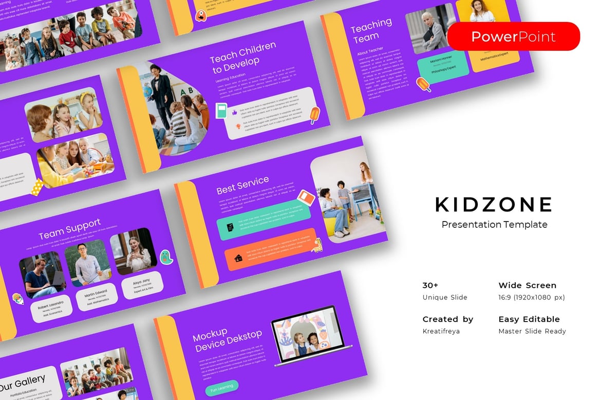 Template PowerPoint Pendidikan Kidzone yang Menarik