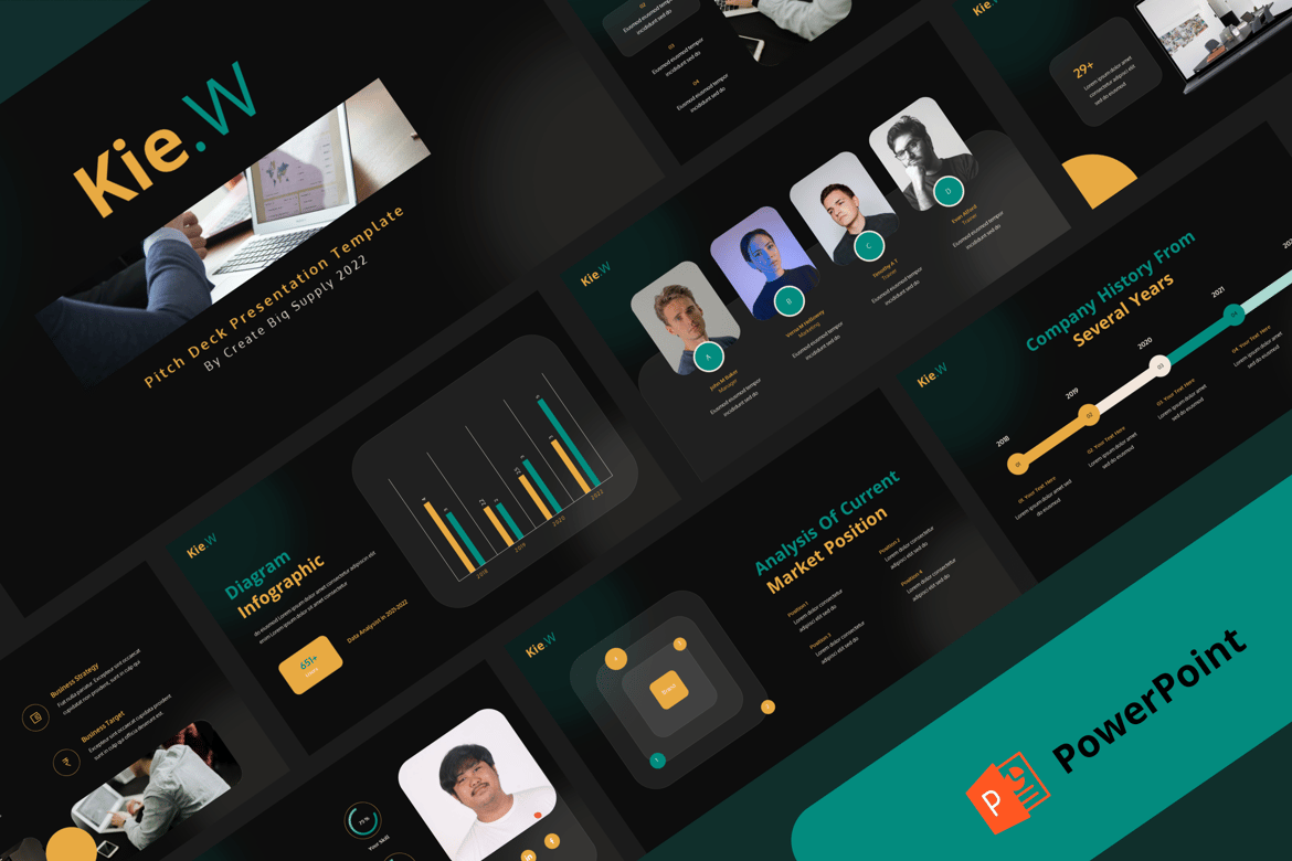 Template PowerPoint Kie.w untuk Presentasi Pitch Deck yang Profesional