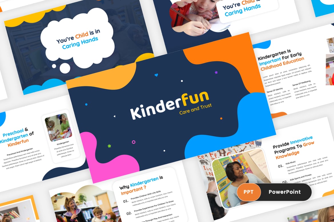 Template Presentasi PowerPoint Kinderfun untuk Taman Kanak-Kanak dan Pra-sekolah