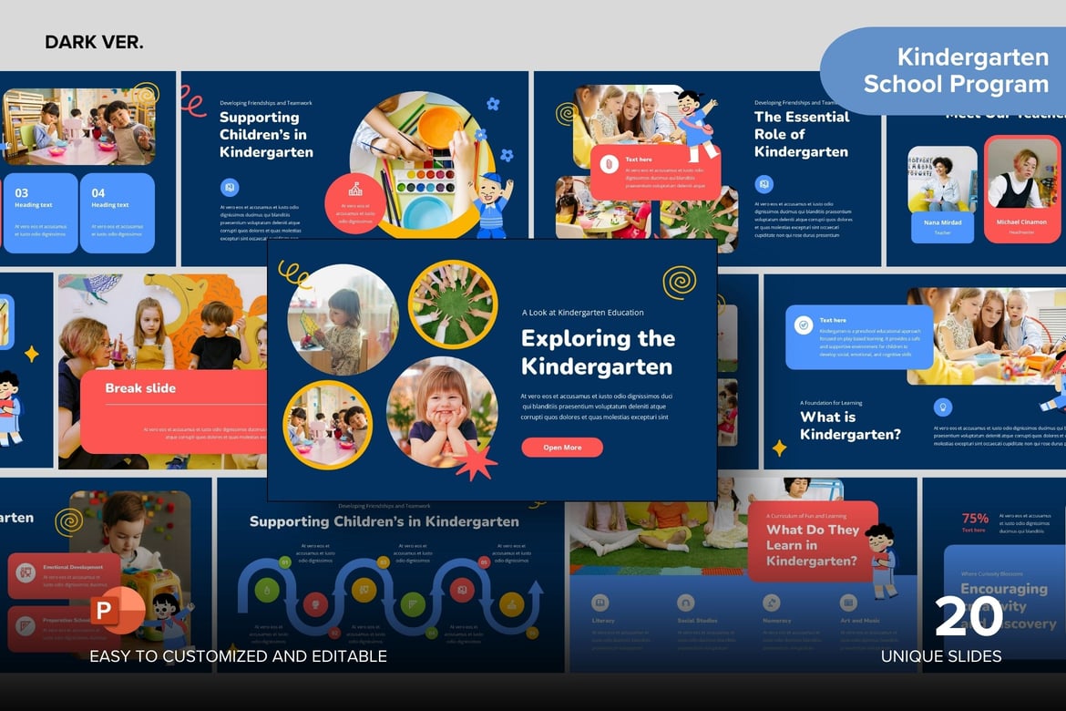 Template Presentasi PowerPoint Program Sekolah Dasar - Versi Gelap