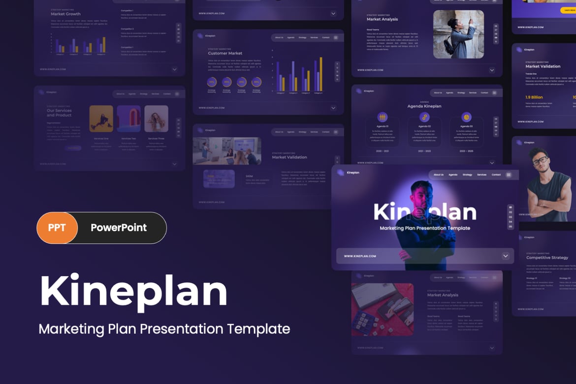 Kineplan - Template PowerPoint Rencana Pemasaran yang Menarik