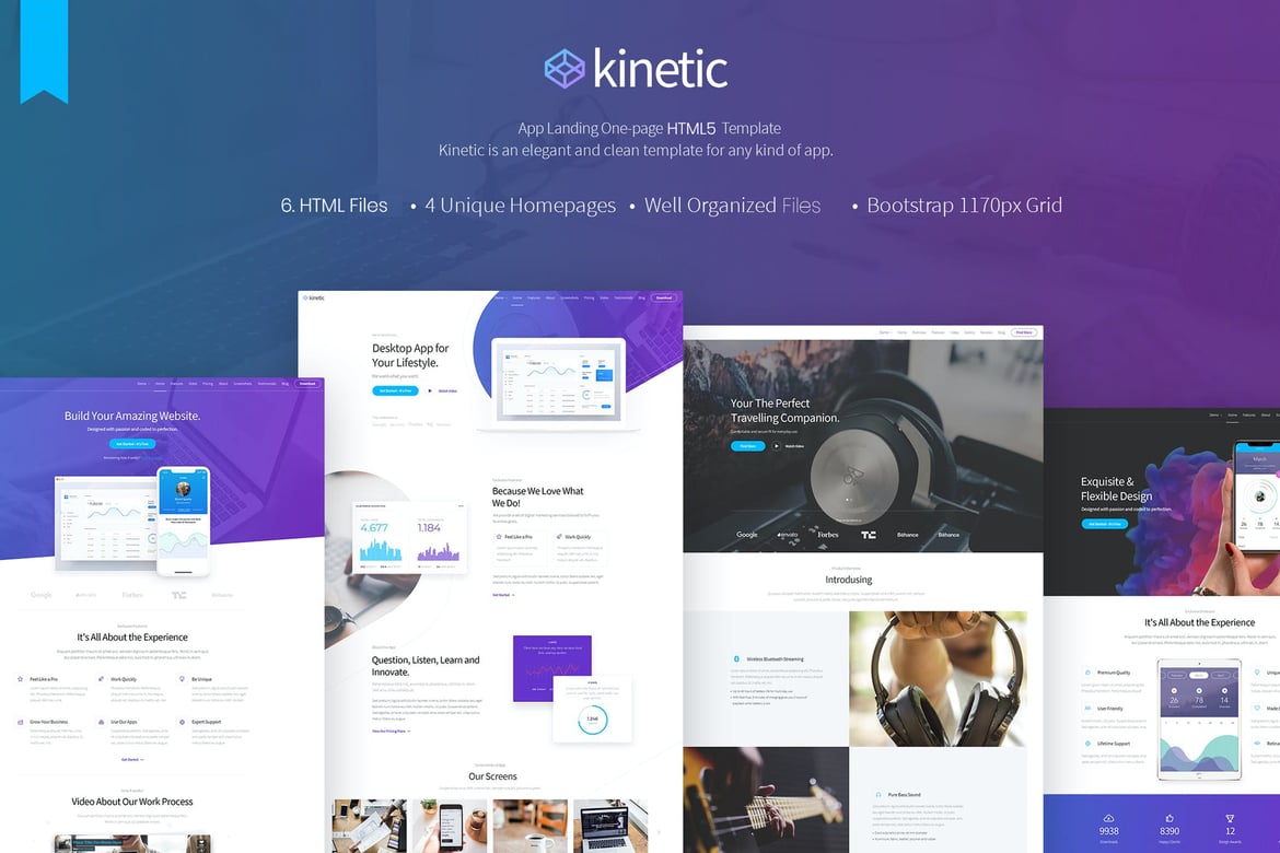 Kinetic - Template Website Landing Page Aplikasi Modern