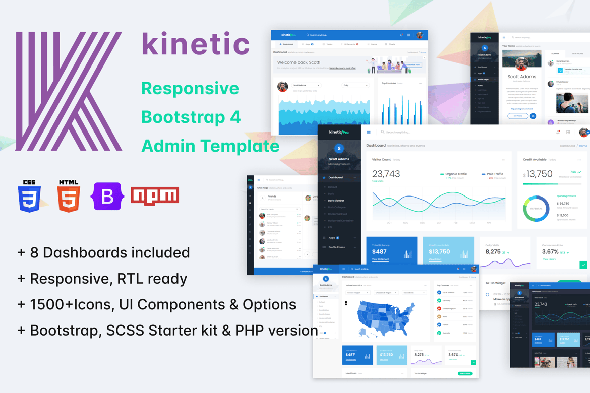 Kinetic - Template Website Admin Bootstrap 4 yang Responsif