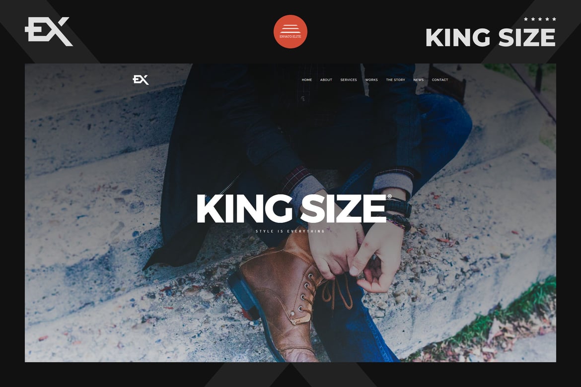 Template Web Portofolio Kreatif King Size yang Menawan