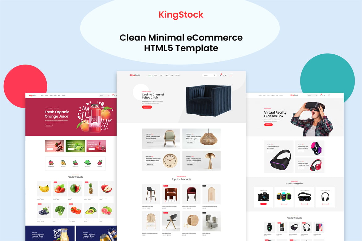 Kingstock - Template Website eCommerce Minimalis dan Bersih